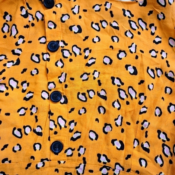 Topshop Leopard Animal Print Button Yellow Orange Size 4. - Picture 5 of 13